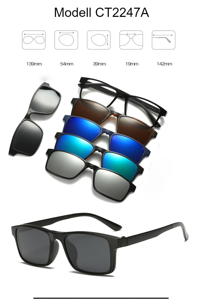 RUISIMO 5 lenes Magnet Sunglasses Clip Mirrored Clip on Sunglasses clip on glasses Men Polarized Custom Prescription Myopia