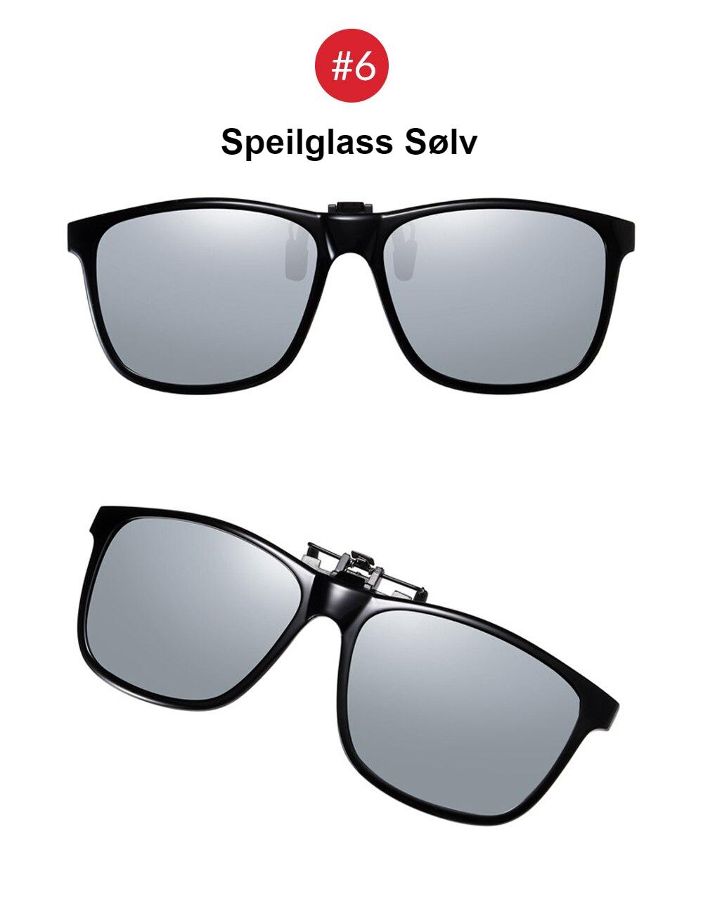 Polariserte clip-on/flip-up solbriller. Med eller uten etui. (Se video)