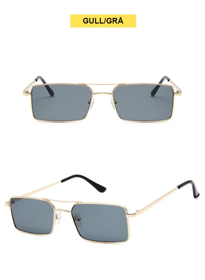 Retro dame-solbriller med rektangulære glass.