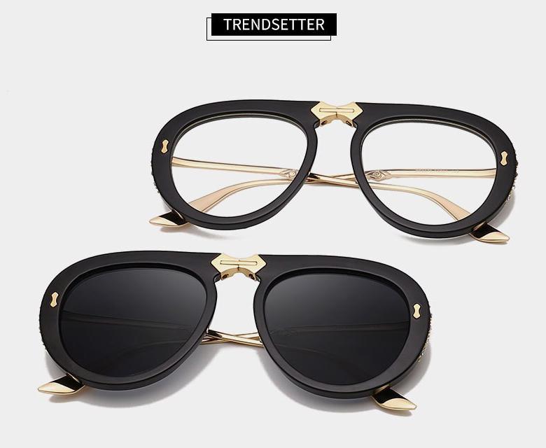 46838 Foldable Retro Diamond Sunglasses Men Women Fashion Shades UV400 Vintage Glasses