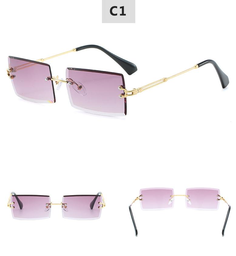 Retro small rectangle sunglasses women rimless square sun glasses for women 2020 summer style female uv400 green brown Oculos